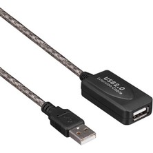 TeknoKapsül PM-11426 15 Metre Şeffaf Korumalı USB 2.0 Uzatma Kablosu