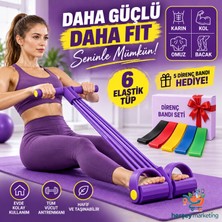 Mrt Bilişim 5 Li Egzersiz Bandı Hediyeli 6 Lastikli Esktra Güçlü Body Trimmer Mekik Çekme Aleti Evde Spor Egzersiz Lastiği Karın Kol Bacak Çalışma Aleti