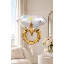 Patladı Gitti Tektaş Yüzük 75 cm Gold Renkli Elmas Folyo Balon Bekarlığa Veda Partisi Bride To Be Model 2