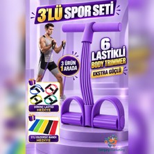 Mrt Bilişim 3 Spor Aleti 1 Arada Direnç Lastiği - 5 Li Plates Bandı - Body Trimmer 6 Tüplü Mekik Çekme Aleti Evde Spor Tüm Vücut Egzersiz Aleti