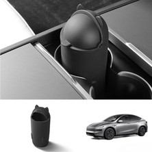 Belirtilmemiş Tesla Model Y Juniper Uyumlu Orta Konsol Bardaklık Içi Silikon Mini Çöp Kutusu Düzenleyici