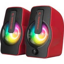 Majeur Kırmızı - Rgb Işıklı 1+1 Hoparlör Speakaer Set USB Kablo 2.0 Multimedya - 6W
