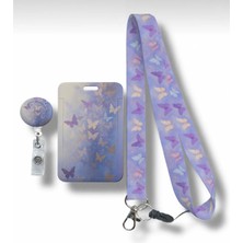 Royalvance Pastel Kelebek Yoyo, Boyun Askı Ipi ve Sürgülü Kartlık 3’lü Set