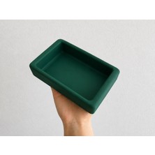 Bucuks Dikdörtgen Model Beton Kedi Köpek Mama ve Su Kabı 18 x 10,5 x 4,5 cm - Yeşil