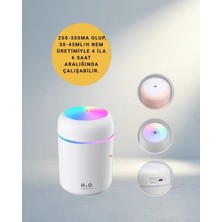 TKÇ Taşınabilir USB Nemlendirici 300ML Beyaz Gri Pembe Renk Seçenekleri