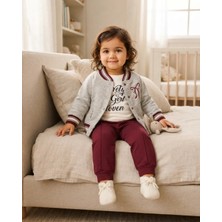 Bordo Pantolonlu Kız Bebek Çiçekli Fiyonklu Takım – Kırmızı
