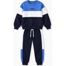 Yiğit Butik Erkek Çocuk Bisiklet Yaka Renk Bloklu Sweatshirt ve Pantolon Alt Üst Takım