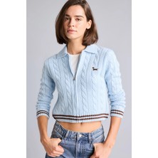 DeFacto Regular Fit Polo Yaka Saç Örgü Fermuarlı Hırka H2148AX26AU