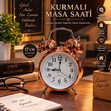 Seymen Bıçakçılık 17 cm Kurmalı Masa Saati Klasik Retro Dekoratif Çalar Saat Nostaljik Metal Görünümlü Ev Ofis Salon Yatak Odası Masa Saati