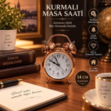 Seymen Bıçakçılık 14 cm Kurmalı Masa Saati Klasik Retro Dekoratif Çalar Saat Nostaljik Metal Görünümlü Ev Ofis Salon Yatak Odası Masa Saati