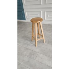 Mey İthalat Ahhşap Bar Taburesi; Doğal Kayın Ağacı, Vernikli Ahşap Renk 28-29 cm Oturma Çapı, 60 cm Yükseklik, Vernikli