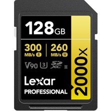 Mey İthalat Profesyonel 2000X 128GB Sdxc Uhs-Iı Kart; 300MB/S'YE Kadar Okuma, Dslr, Sinema Kalitesinde Video Kameralar (LSD2000128G-BNNNU)