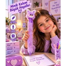 Seymen Bıçakçılık 35 cm Tüylü Peluş Kalem Tavşan Figürlü Sevimli Kalem Çocuk Öğrenci Kırtasiye Kalemi Hediyelik