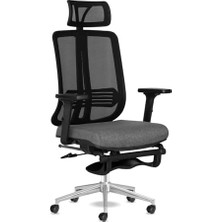 Mey İthalat Spark Sx Ayak Uzatmalı Fileli Sırtlı Ergonomik Ofis Sandalyesi ve Çalışma Koltuğu, Siyah-Krom