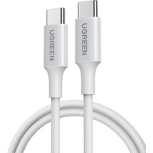 Mey İthalat Usb-C 60W 3A Qc Pd Örgülü Hızlı Şarj Kablosu, 1 Metre, Beyaz, 35218