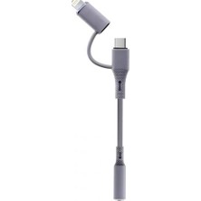 Mey İthalat Kulaklık, 2'si 1 Arada Type-C ve Lightning To 3.5 mm Aux Dönüştürücü Adaptör KABLOSU-AL5816