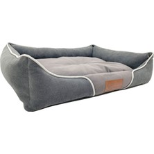 Mey İthalat Couch Box Üst Kalite Kedi Köpek Yatağı Yıkanabilir Fermuarlı, ASTARLI%100ELYAF Dolgu (Large)