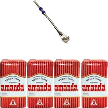 Mey İthalat Amanda Yerba Mate Çay 250 G X4 Adet + Paslanmaz Çelik Pipet (Hediye)