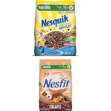 Mey İthalat Harfler Kakaolu Buğday ve Mısır Gevreği, 310 G & Nestle Nesfit Çikolatalı Tam Buğday ve Pirinç Gevreği 400 G