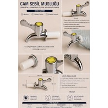Mey İthalat Albergio Cam Sebil Musluğu Meşrubat Şerbetlik Damacana Dispenseri Içecek Servis Vanası Silikon Contalı Gri 1 Adet