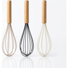 Mey İthalat 30 cm Bambu Saplı Silikon Çırpıcı; Kek Hamuru Sos Krema Yumurta ve Karışımlar Için El Çırpıcısı, Yapışmaz Yüzeylere Uygun, 3 Renk Asorti Karışık Gönderim