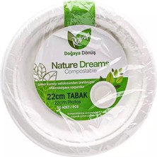 Mey İthalat Tabak; Roll-Up Nature Ekolojik Karton Kağıt Parti Tek Kullanımlık, 22 Cm., 50 Adetlik 1 Paket