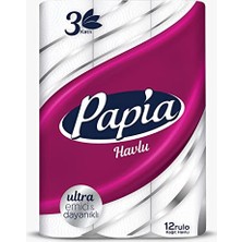 Mey İthalat Havlu, 3 Katlı Ultra Emici & Dayanıklı 12'li Kağıt (1 x 12 Rulo)