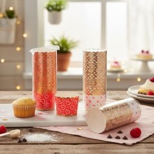 Mey İthalat Kalp Desenli 25'li Muffin ve Cupcake Kalıbı, Asorti Renkli (Kırmızı/beyaz) Kağıt Kek Kapsülü