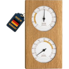 Mey İthalat Dostmann Analog Sauna Termo-Higrometre; Meşe Çerçeveli, Sıcaklık, Nem, Isıya Dayanıklı, U 130 x G 40 x Y 242 mm