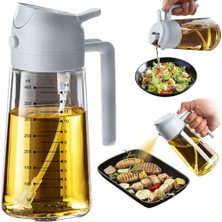 Mey İthalat 470 ml Zeytinyağı Şişesi; 2'si 1 Arada Yağ Püskürtücü, Yemek Pişirme, Salata ve Izgara Için Mutfak Gereçleri, Kül Grisi