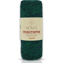 Mey İthalat Çanta, Premium 1,5 mm Sparkle Polyester Simli Makrome Ipliği 100 G Supla Ipliği ve Ipi Polyester Ipi (Yeşil)
