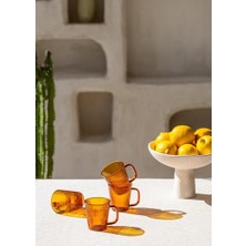 Mey İthalat Çizgili Amber Borosilikat Cam Kupa, 130 ml