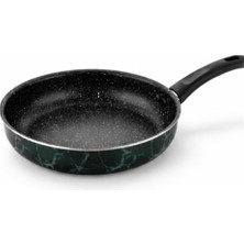 Mey İthalat Tava; 30 cm Teflon, Yapışmaz Yüzey, Homojen Isı Dağılımı, Ergonomik Sap, Yeşil Mermer Desen