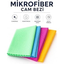 Mey İthalat 4 Adet Iz Bırakmayan Mikrofiber Bez Cam Bezi 30X40 Temizlik Bezi Pencere Bezleri