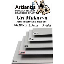 Mey İthalat Mukavva Gri 2.5 mm 70X100 cm 5 Adet Sert Karton Ekstra Sıkıştırılmış 70 * 100 Mukavva Gri Renkli 5 Adet