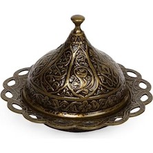 Mey İthalat Antik Yeşil Kubbeli Metal Şekerlik, Kapaklı Osmanlı Tasarımı