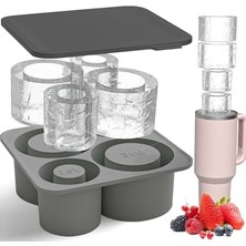 Mey İthalat Kapaklı ve Hazneli Silikon Buzluk; Stanley Termos ile Uyumlu, 20,30,40 Oz Termos Için, Viski, Kokteyl ve Kahve Için