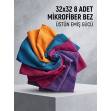 jantistore Powerfiber 8 (Güçlü Fiber) 2x4 Lü Wrap Paket Ev-Araç-Ofis Tüm Yüzeyler Için - 8 Adet 32X32 Çok Amaçlı Renkli Mikrofiber Bez