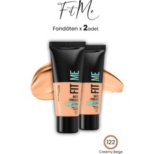 Maybelline New York Maybelline Fit Me Matte+Poreless Fondöten 30 ml Creamy Beige 122 x 2 Adet