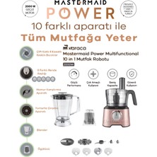 Elektro Butik Karaca Mastermaid Power Salça, Tarhana, Hamur Yogurucu, Kahve Öğütücü, Doğrayıcı, Karıştırıcı, Öğütücü, Rendeleme, Dilimleme, Mutfak Robotu 2000W Pembe