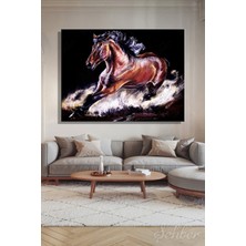 Şehber Dört Nala Koşan Kahverengi Bir Atı Yatay Kanvas Tablo 4427