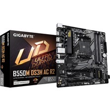 Gigabyte Gıgabyte B550M DS3H Ac R2 Anakart - Amd Ryzen 5000 Işlemciler, 5+3 Fazlı Vrm, 4733 Mhz'e Kadar Ddr4 (O.c.), 1x Pcıe 4.0 + 1x Pcıe 3.0 M.2, Wi-Fi 5, 1 Gbe Lan, USB 3.2 Gen 1