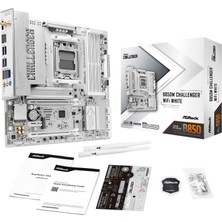 Asrock B850M Challenger Wifi Beyaz Soket Am5 Mikro Atx Anakart, Amd Ryzen Serisi 9000/8000/7000, B850, Ddr5 8000+(OC), Pcıe 5.0, Wifi 7, Lan 2.5g, Lightning Oyun Bağlantı Noktalarıyla Uyumludur