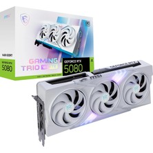 MSI Msı Geforce Rtx 5080 16G Gaming Trio Oc Beyaz — 16 GB Gddr7 (30 GBPS/256 Bit), Pcıe 5, Güçlendirme: 2745 Mhz, HDMI 2.1b, Displayport 2.1b