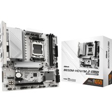 Asrock B650M-HDV M.2 Beyaz Micro-Atx Am5 Anakart, Amd Ryzen 9000/8000/7000, Pcıe 5.0 X16, Ddr5 8200+(OC), Çift M.2 (Gen5/gen4), USB 3.2 Type-C, 2.5g Lan