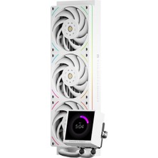 Thermalright Peerless Vision 360 Ub Argb Beyaz Cpu Sıvı Soğutucu, 480X480 Çözünürlüklü IPS Ekran, 3 Satır Içi Cpu Fanı, Am5/ıntel LGA1851/1700 Için, 3,95 Inç Manyetik Emici Ekran