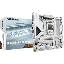Gigabyte Gıgabyte B850M Eagle WIFI6E Ice Amd Am5 Matx Anakart, Amd Ryzen 9000/8000/7000 Serisini Destekler, Ddr5, 8+2+2 Güç Fazı, 2x M.2, Pcıe 5.0, Usb-C, WIFI6E, 2.5gbe Lan, Ez-Latch, 3 Yıl Garanti
