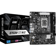 Asrock B760M-H2/M.2, Intel B760, 1700, Mikro Atx, 2 Ddr5, 2 Hdmı, 2.5g Lan, Pcıe4, 2x M.2