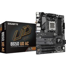 Gigabyte Gıgabyte B650 Ud Ac Anakart - Amd Ryzen 9000 Serisi, 6+2+2 Fazlı Vrm, 7600 Mhz'e Kadar Ddr5 (Oc), 1xpcıe 5.0 + 2xpcıe 4.0 M.2, Gbe Lan, Wifi 5, USB 3.2 Gen 2
