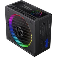 Gamemax Rgb 750G Güç Kaynağı Pc 750W Tam Modüler, 80 Plus Gold, Llc+Dc‑dc, Argb Sync, Japon Kapasitörler, 140MM Argb Fdb Fan, 9 Koruma Fonksiyonu, 10 Yıl Garanti, Siyah